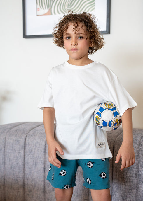 Boys summer pajama set Off White t-shirt + Football shorts